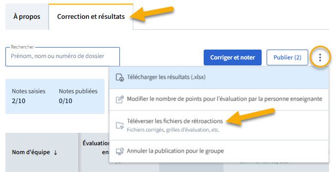 Vue du téléversement d'un fichier