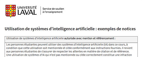 Vue du document des exemples de notices pour le plan de cours