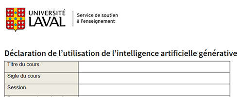 Vue du modèle de fiche de déclartion de l'IA
